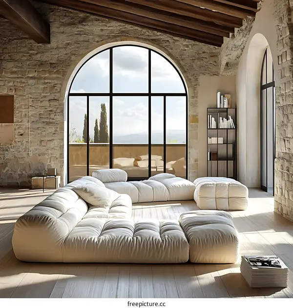 Modern Minimalist Living Room with Sectional Sofa