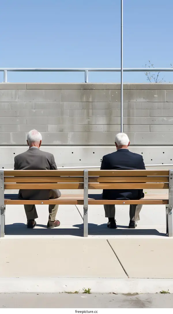 Two Elderly Men Sitting on a Bench
