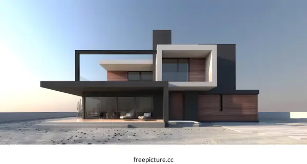 Modern Minimalist House Design with Glass Windows