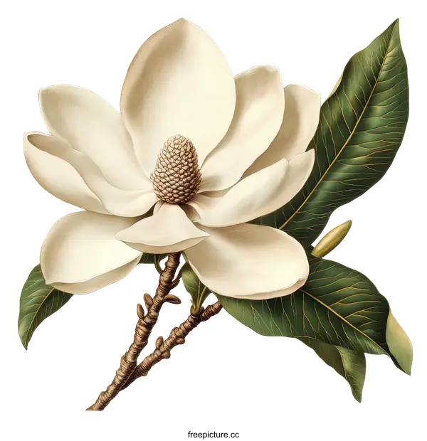 [Transparent Background PNG]Beautiful Magnolia Flower Illustration