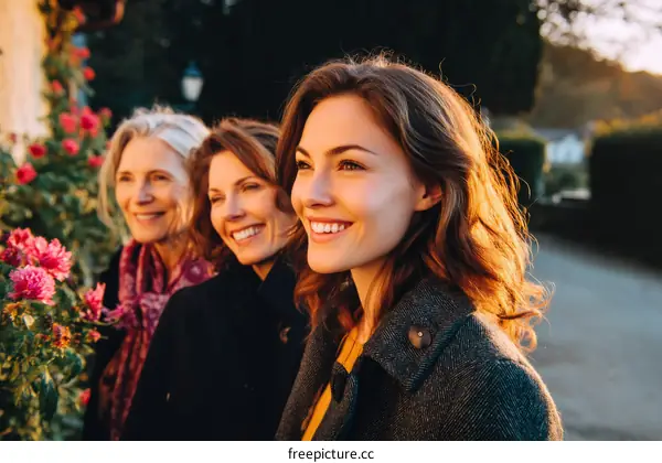 Three Women Outdoors Enjoying a Beautiful Day