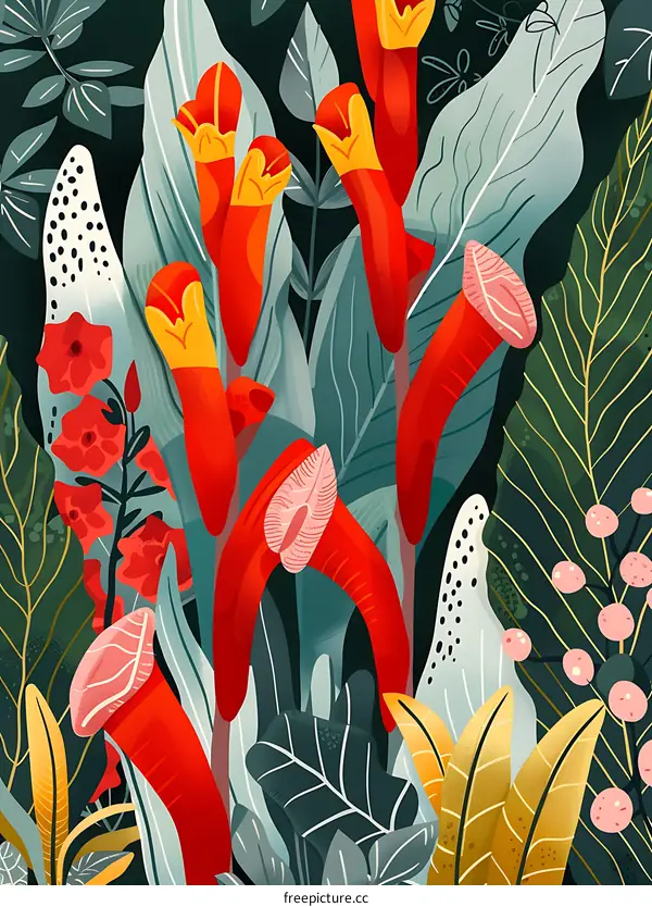 Vibrant Jungle Floral Illustration