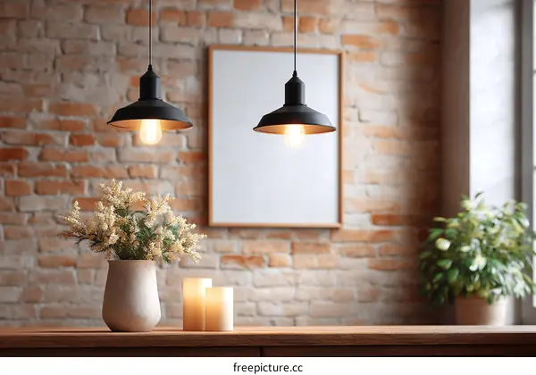 Rustic Interior Design with Pendant Lights and Decor