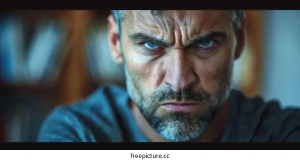 Close-up Portrait of a Caucasian Male with a Serious Expression