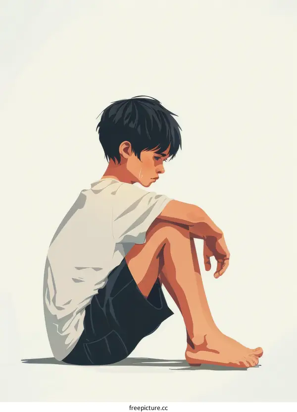 boy sitting on the ground