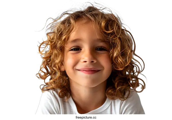 [Transparent Background PNG]Portrait of a Cute Little Boy with Curly Hair