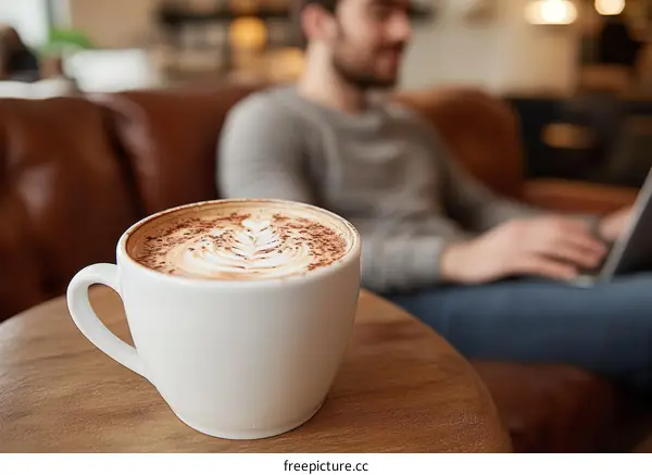 Cafe Latte in a Cozy Coffee Shop