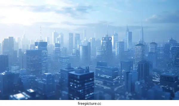 Urban Skyline with Blue Hues