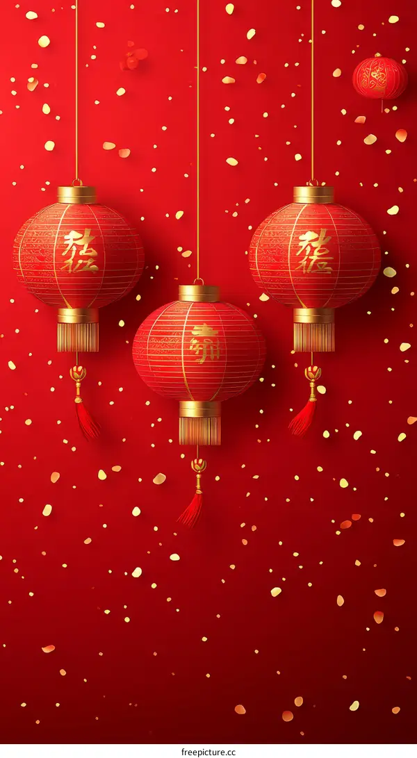 Red Chinese Lanterns Festive Background Design