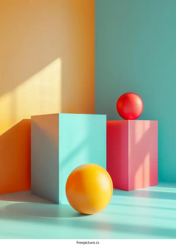 Abstract 3D Still Life with Geometric Shapes and Soft Shadows