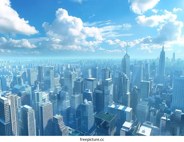 Blue Sky and White Clouds over a Metropolis