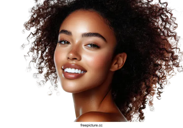 [Transparent Background PNG]Close-up Black Woman Beauty Portrait