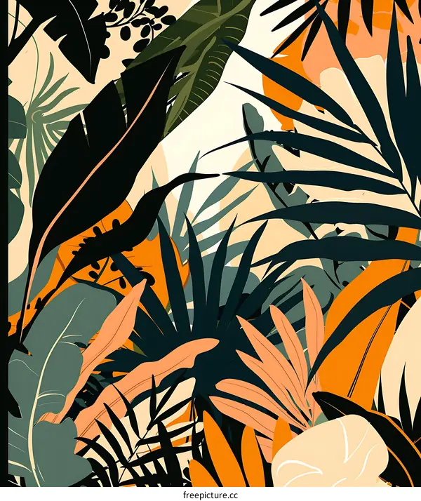 Tropical Leaves Pattern with Abstract Shapes