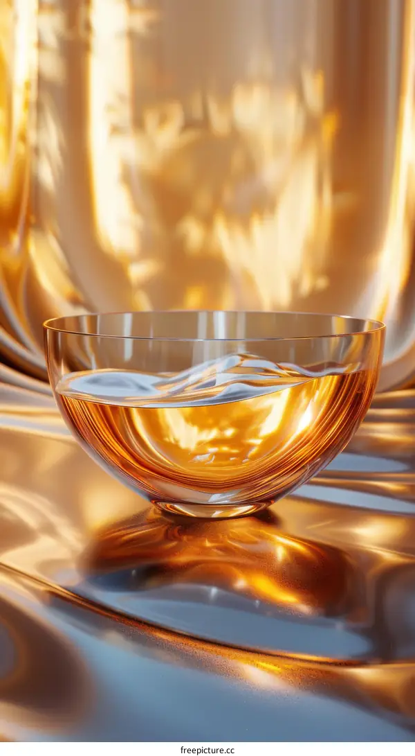 Golden Liquid in a Glass Bowl