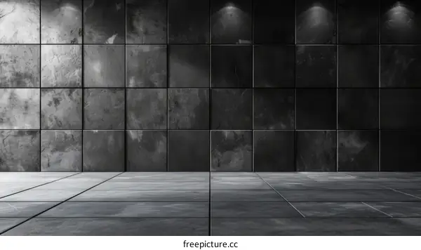Black grunge tiles wall and floor background texture