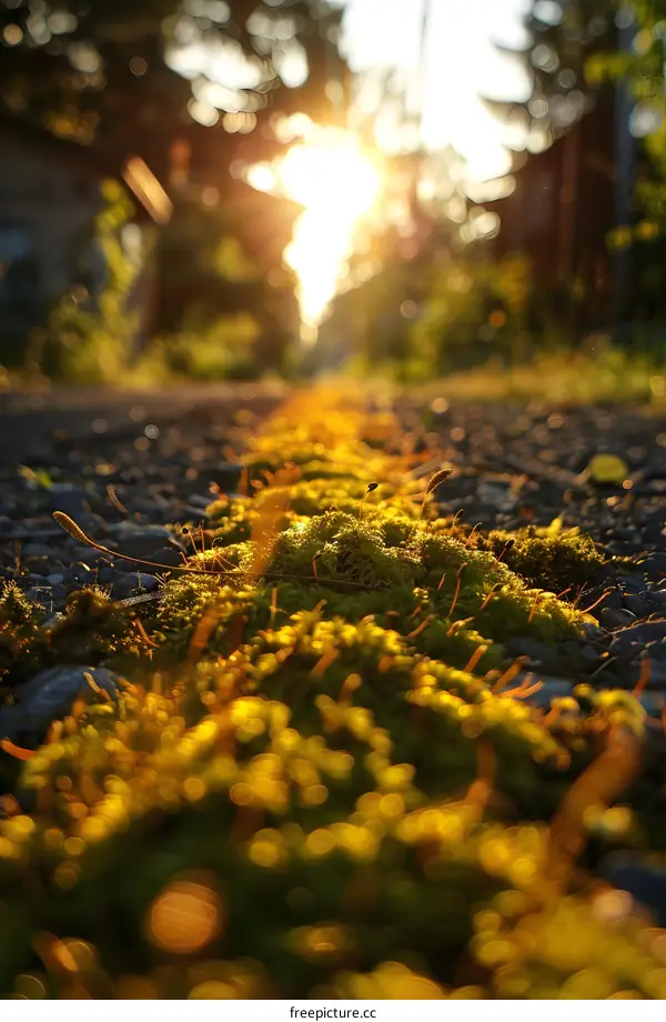 Closeup of Moss Growing in the Sun