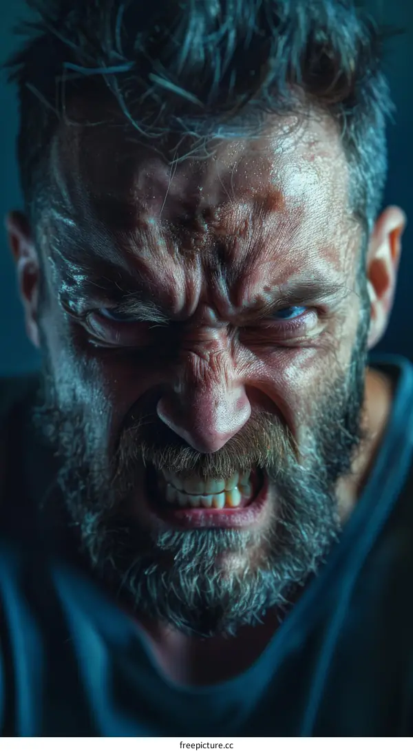 Close-up Portrait of an Angry Man
