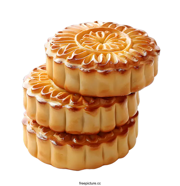 [Transparent Background PNG]Stack of Mooncakes on White