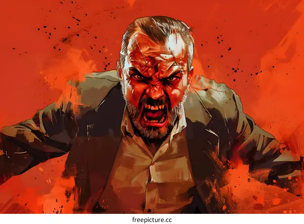 Angry Man Portrait Illustration