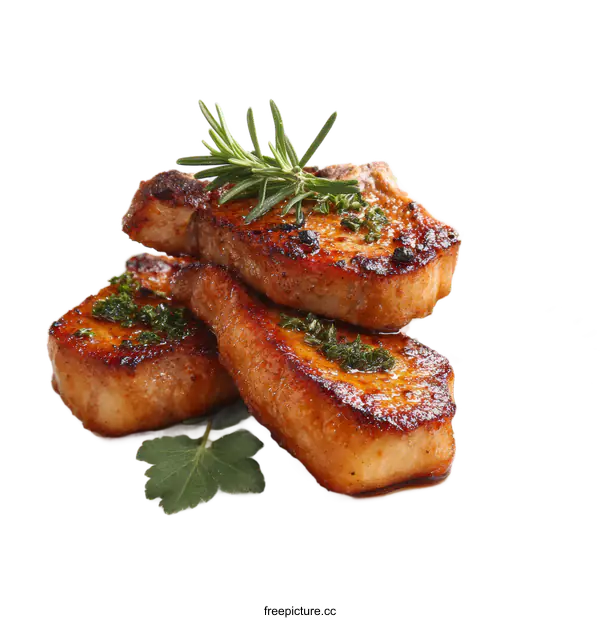 [Transparent Background PNG]Roasted Pork Chops with Herbs and Spices