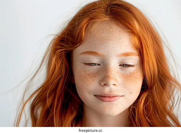 Portrait of a young girl with red hair