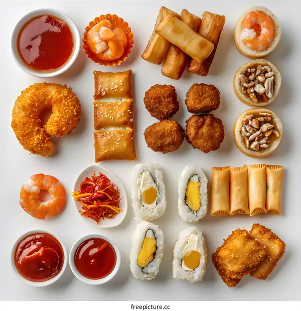 A variety of Chinese food