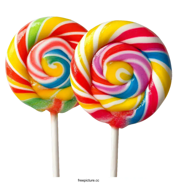 [Transparent Background PNG]Colorful Swirl Lollipops Closeup