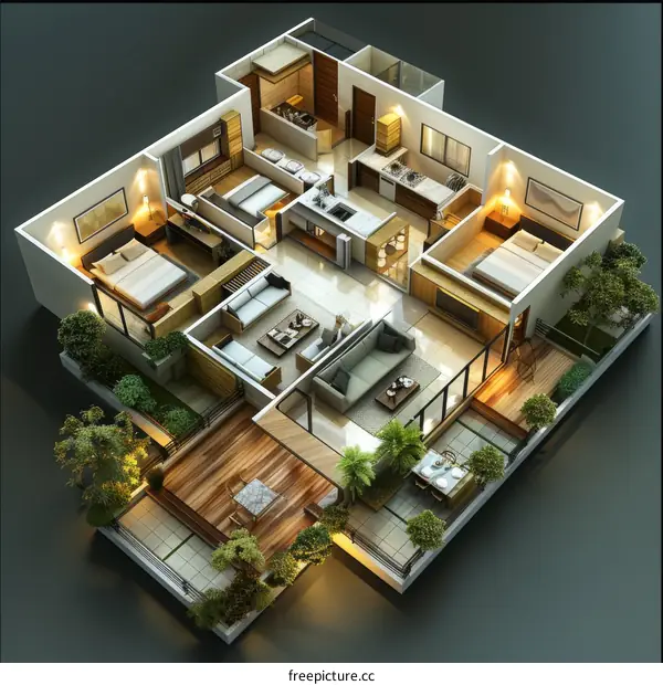 Modern Apartment Floor Plan Design Illustration