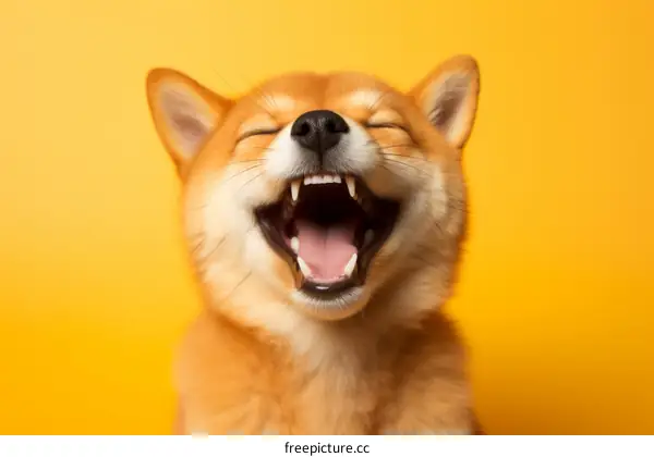 Happy Shiba Inu Dog with Open Mouth