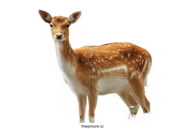[Transparent Background PNG]Fawn Wildlife Portrait on White Background
