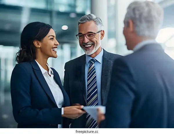 Business People Meeting and Smiling
