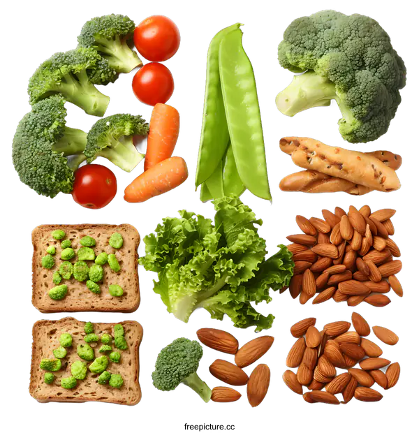 [Transparent Background PNG]Healthy Food Ingredients Flat Lay