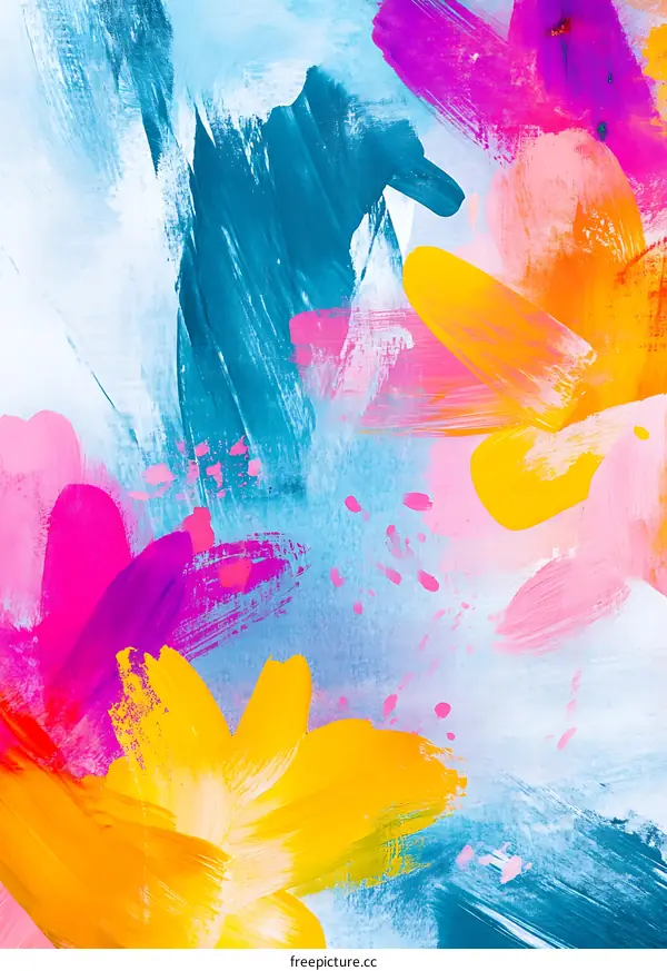 Abstract Colorful Painting with Brushstrokes