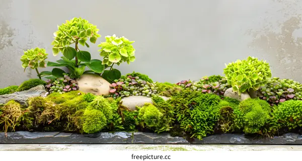 Green Moss and Rocks Garden