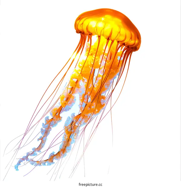 Golden Jellyfish on White Background