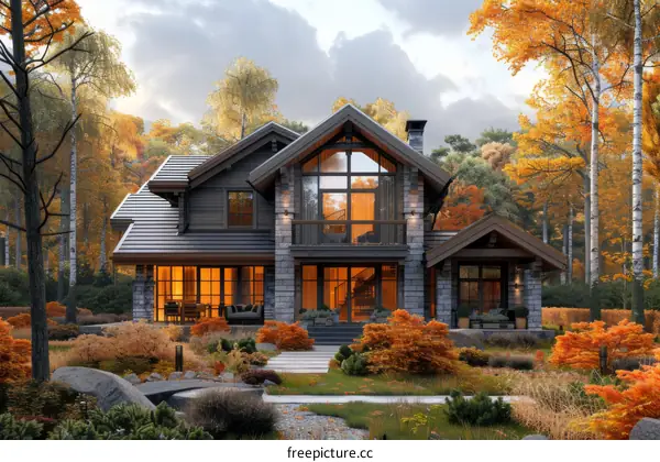 Autumn Cabin Home Exterior Design