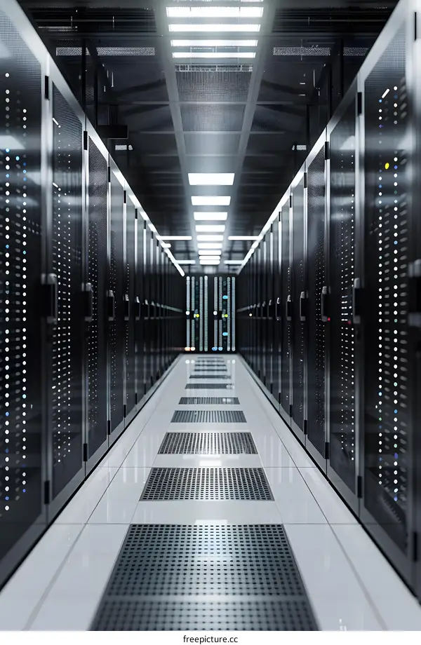 Server room with rows of server racks