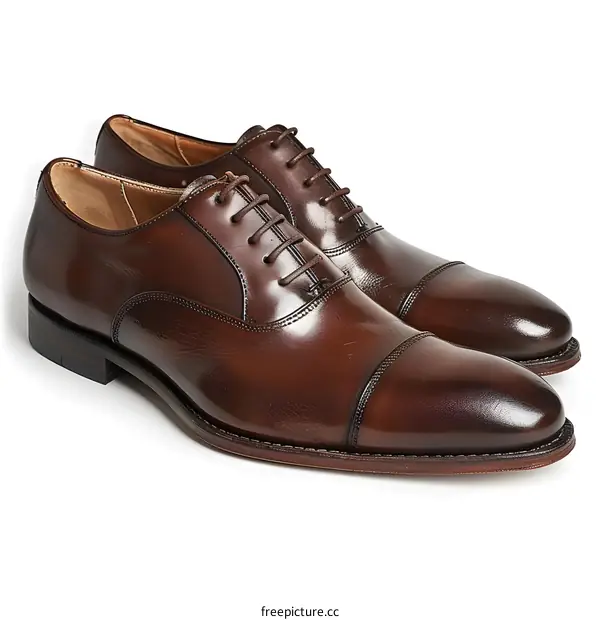 Brown Leather Dress Shoes on White Background