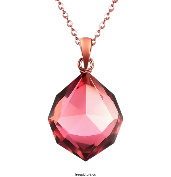 [Transparent Background PNG]Beautiful Pink Gemstone Pendant Necklace