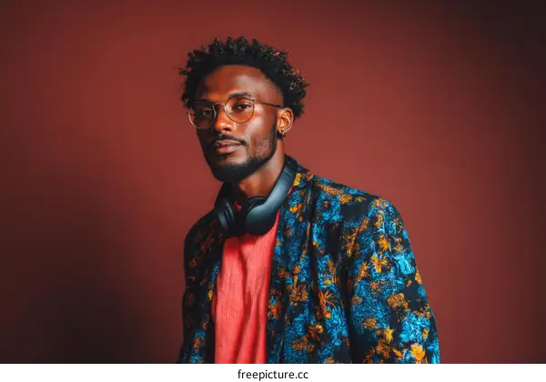 Stylish African American Man in Fashionable Jacket