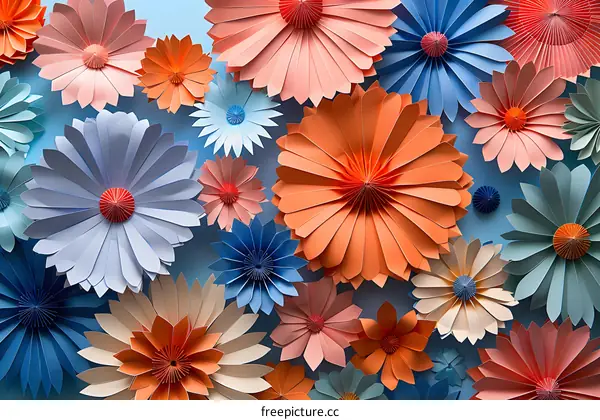 Colorful Paper Flowers Background