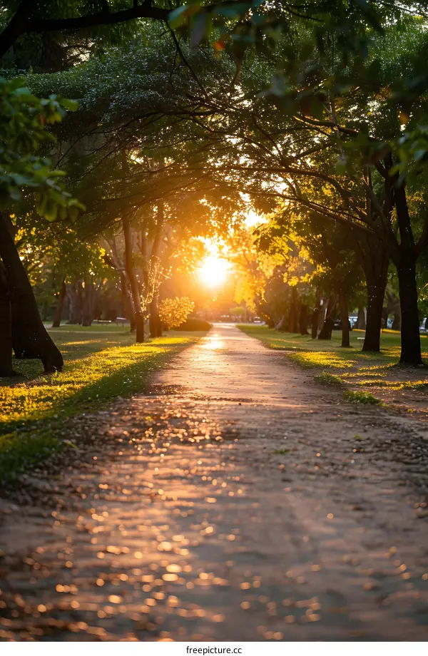 Golden hour sunset in the park