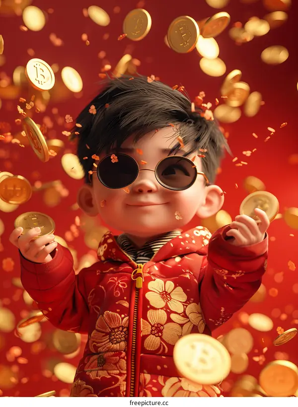 A Boy Holding Cryptocurrency in Hand