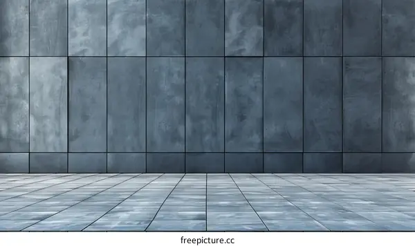 Gray grunge tiles wall and floor background