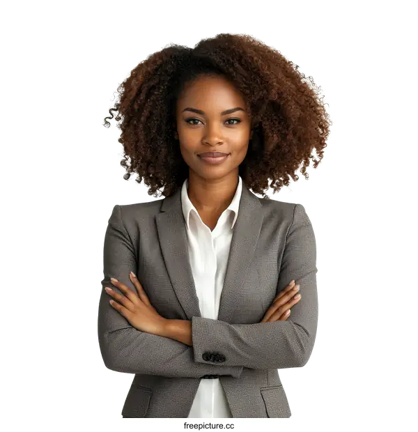 [Transparent Background PNG]Confident Black Businesswoman Portrait
