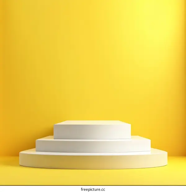 White Stages Against a Bright Yellow Background
