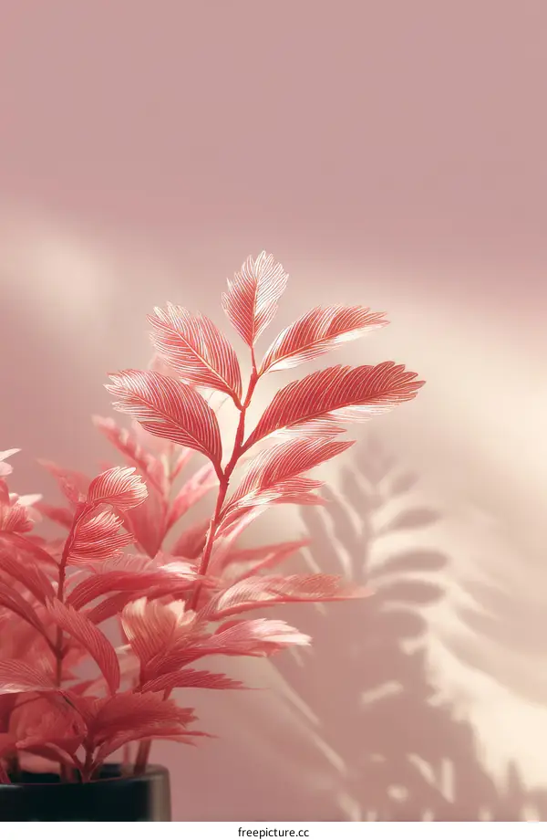 Pink Plant with Soft Light and Shadows