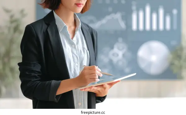 Asian Business Woman Using Digital Tablet