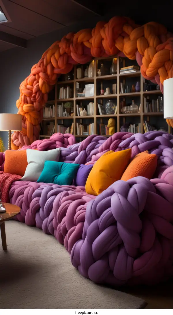 A colorful and cozy living room