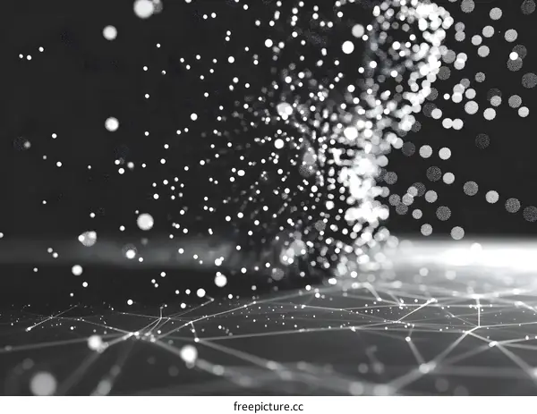 Abstract Technology Background with White Particles and Lines